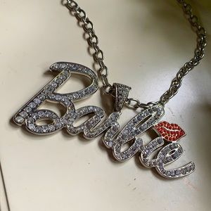 Barbie Silver necklace with pink lips